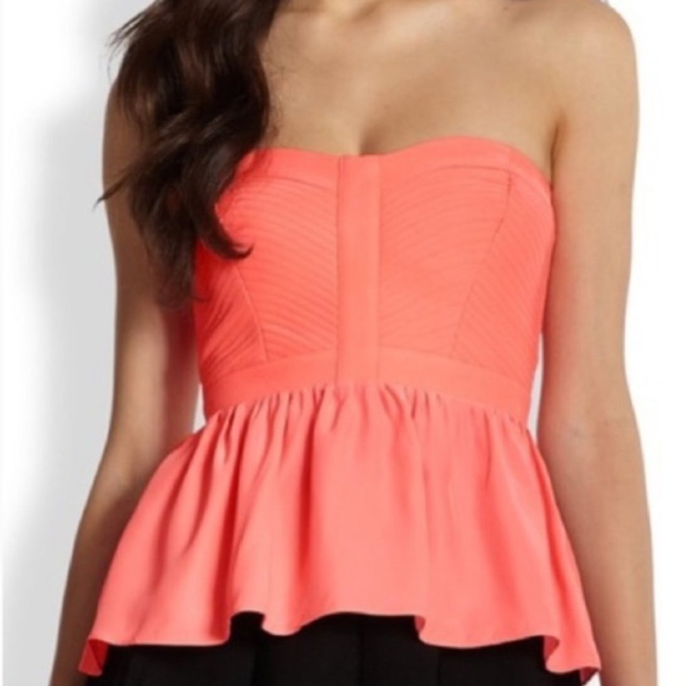 Parker Strapless Bustier Top - Coral